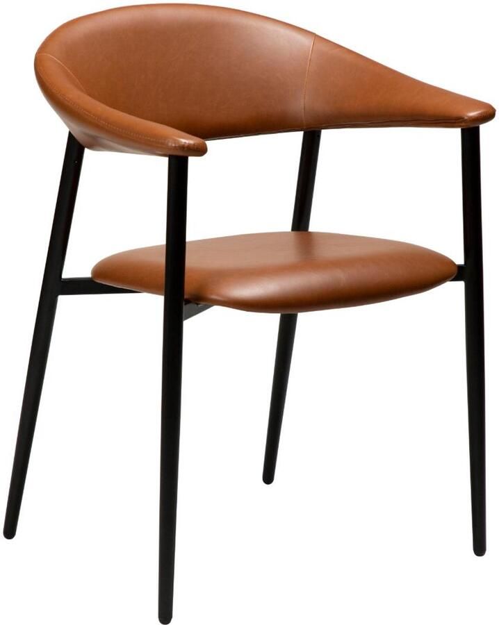 Hioshop Rover eetkamerstoel met armleuningen PU-kunstleer lichtbruin