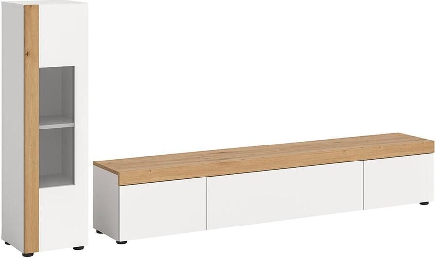 Hioshop Ruda wandkast systeem 2 delen wand of vloer wit eik decor