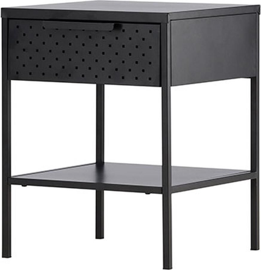 Hioshop Sacs nachtkastje 1 lade 1 plank zwart