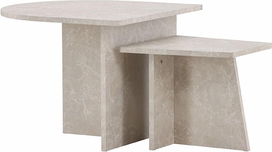 Fjord Fjôrd Salontafel Sala 60x60cm en 40x40cm Marmerlook - Foto 2