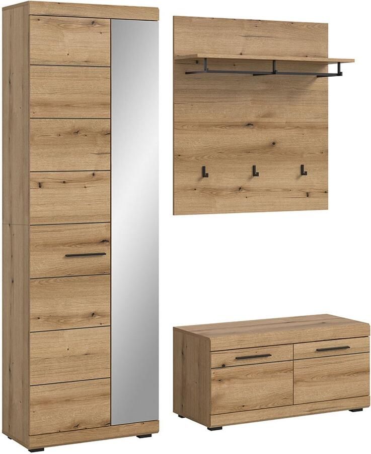 Hioshop Scout garderobe opstelling 3 delen eik decor