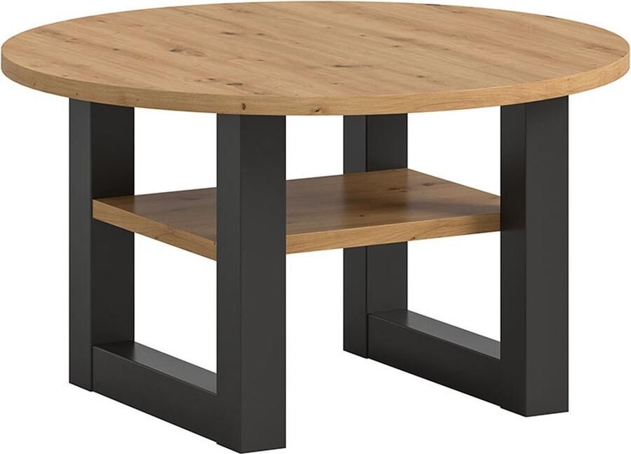 Hioshop Seattle salontafel Ø75 cm 1 plank eiken decor