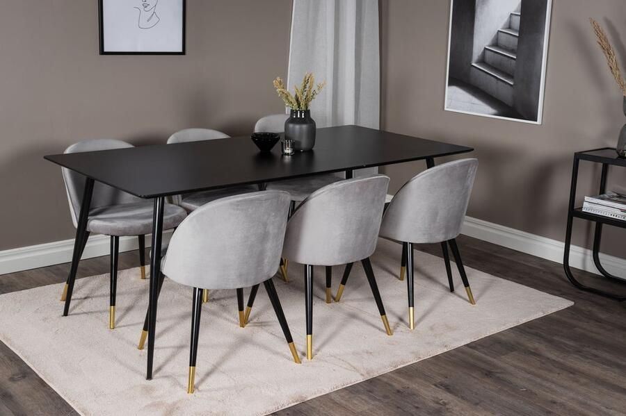 Hioshop Silar eetkamertafel 90x180 cm zwart