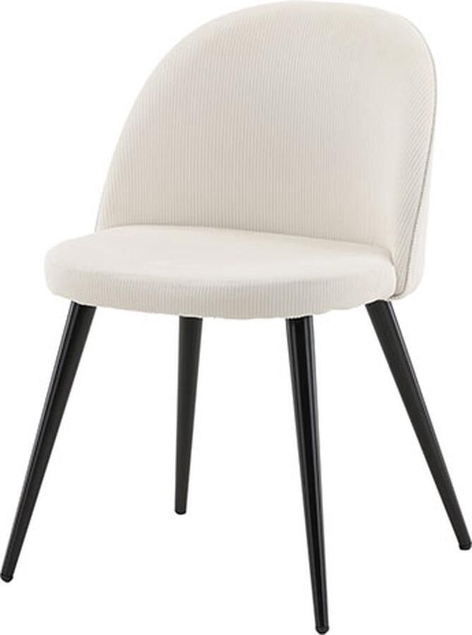 Hioshop 2 x Skagen eetkamerstoel fluweel beige zwart.