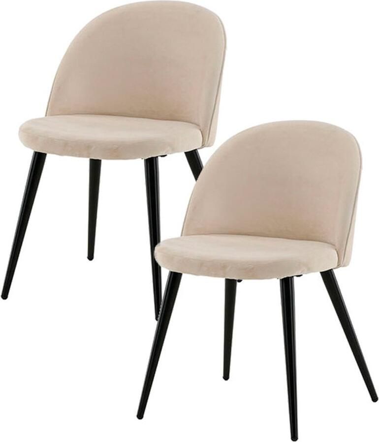 Hioshop 2 x Skagen eetkamerstoel velours beige zwart.