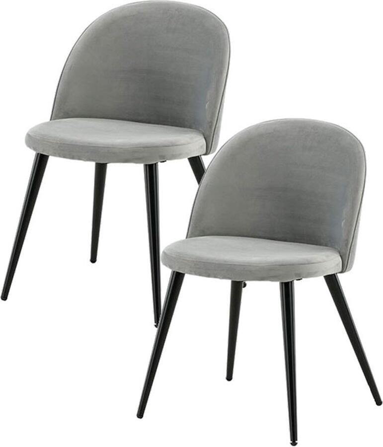 Hioshop 2 x Skagen eetkamerstoel velours grijs zwart.