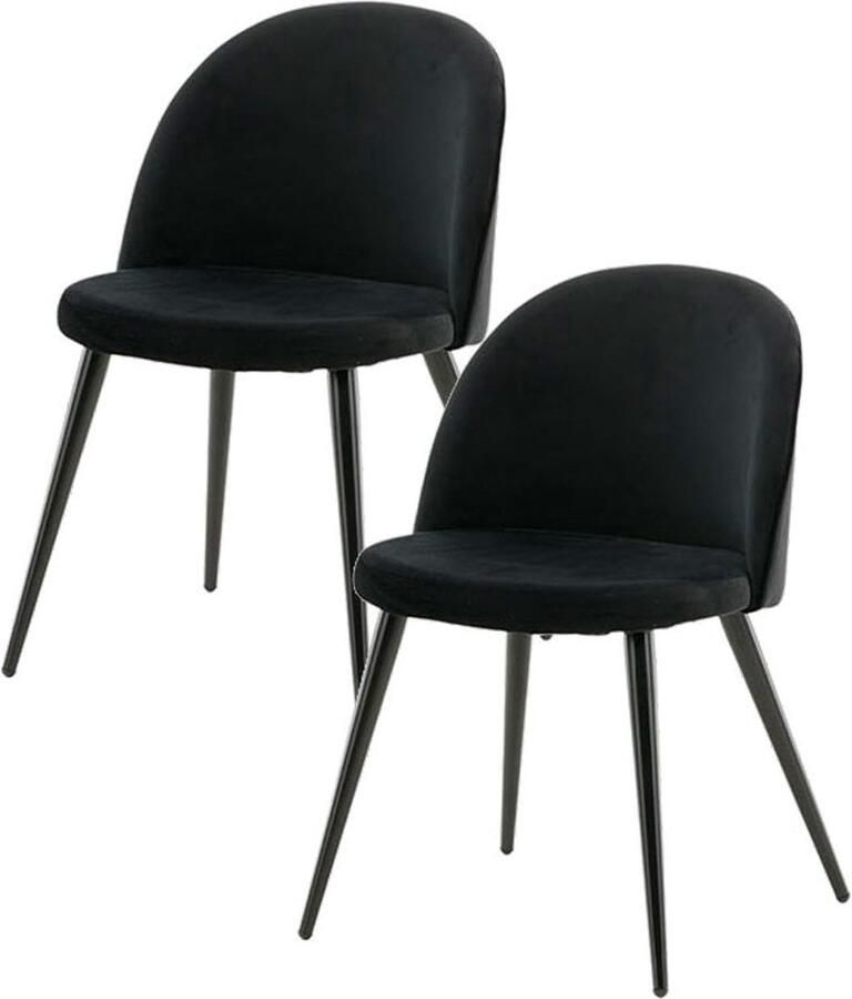 Hioshop 2 x Skagen eetkamerstoel velours zwart.