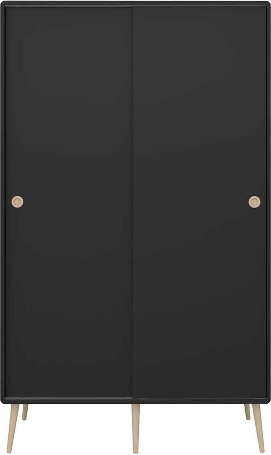 Hioshop Softline kledingkast 2 schuifdeuren zwart.