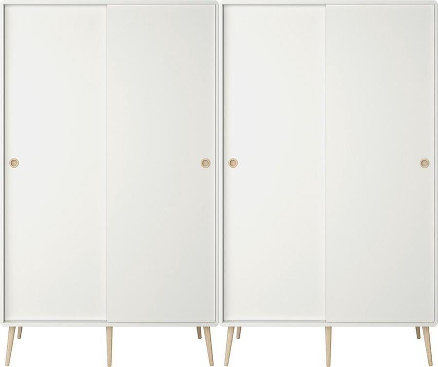 Hioshop Softline kledingkast 4 schuifdeuren wit.