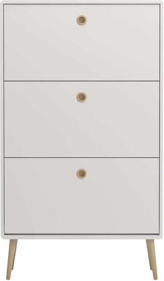 Hioshop Softline schoenenkast 3 kleppen wit.