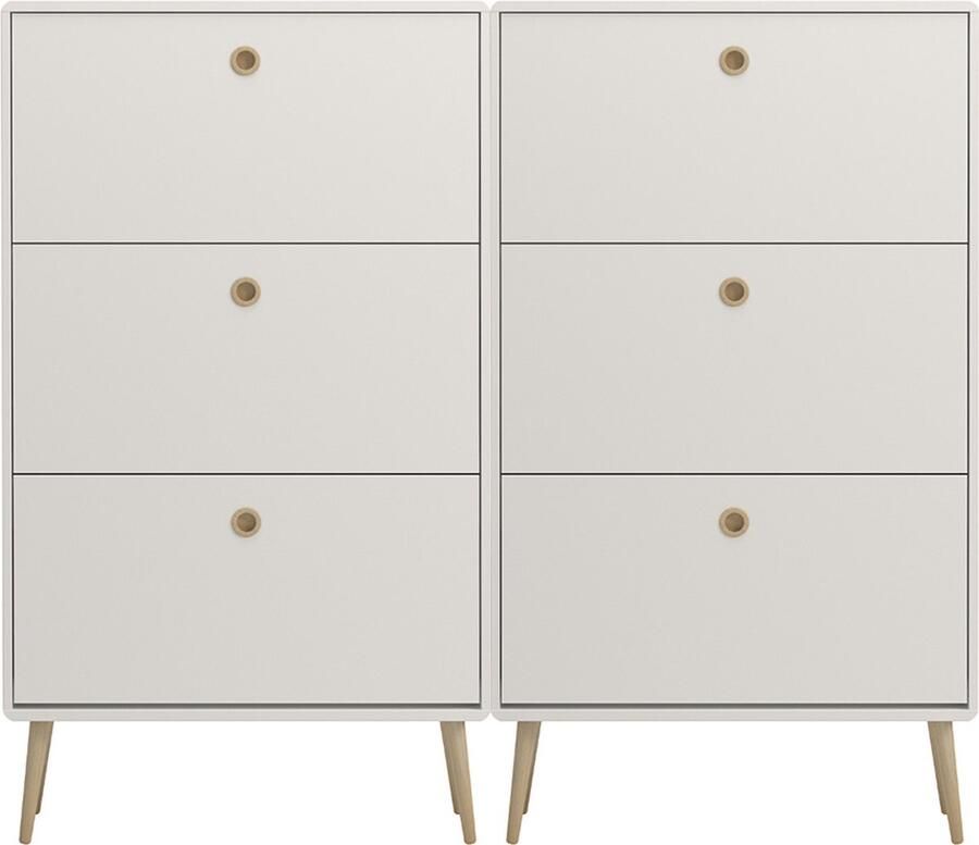 Hioshop Softline schoenenkast 6 kleppen wit.