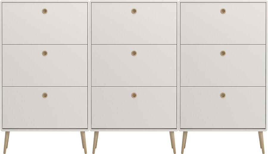 Hioshop Softline schoenenkast 9 kleppen wit.