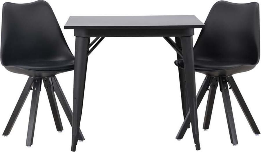 Hioshop Tempe eethoek tafel zwart en 2 Zeno stoelen zwart.