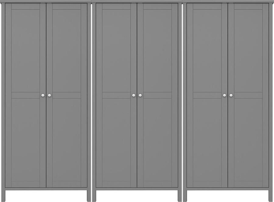 Hioshop Tromsø kledingkast 6 deuren grijs.