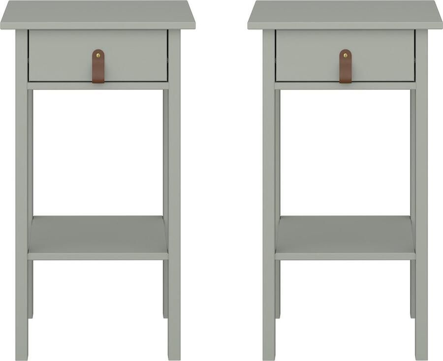 Hioshop Tromsø nachtkastje 2 st met 1 lade 1 plank olijfgroen.