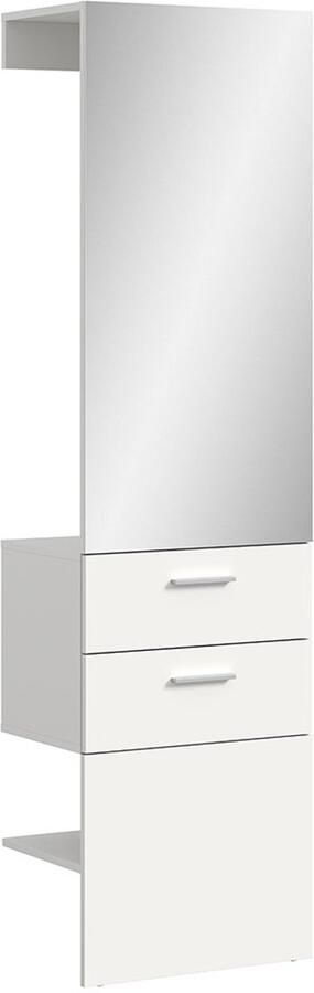 Hioshop Vaga kapstok met spiegel 2 laden 1 spiegel 1 kledingstang 2 planken wit