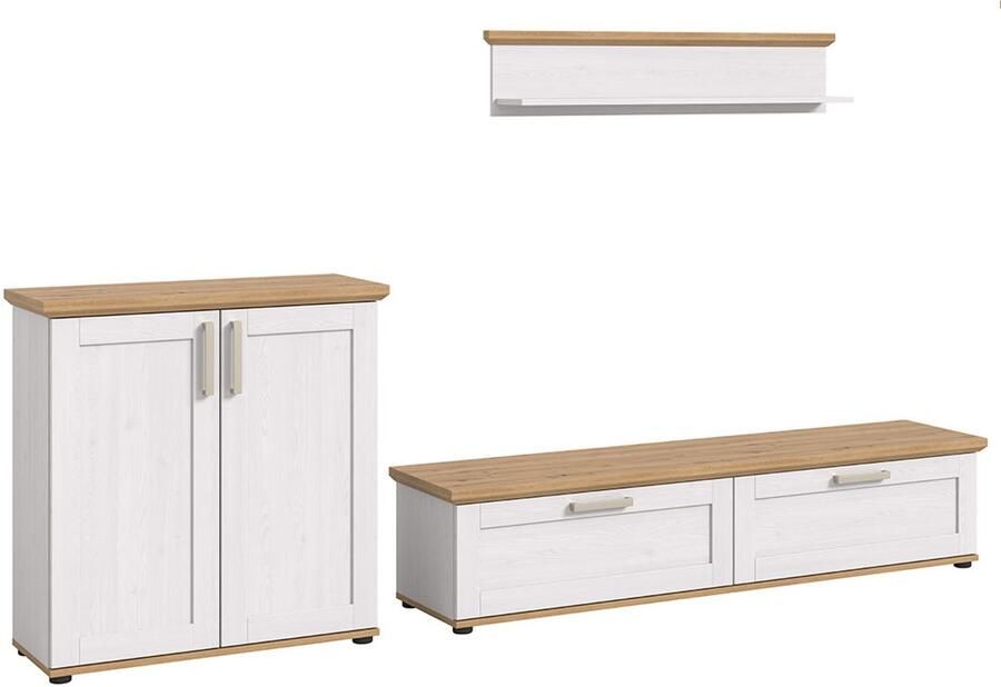 Hioshop Verona wandkast systeem 3 delen wit eik decor