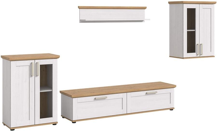 Hioshop Verona wandkast systeem 4 delen wit eik decor - Foto 5