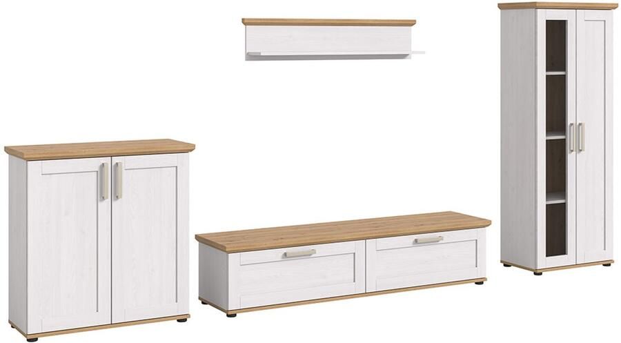 Hioshop Verona wandkast systeem 4 delen wit eik decor - Foto 3