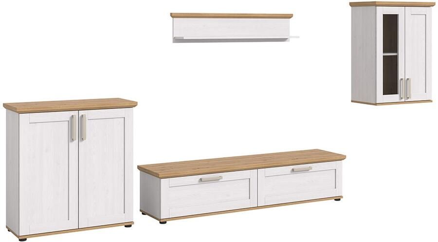 Hioshop Verona wandkast systeem 4 delen wit eik decor - Foto 4