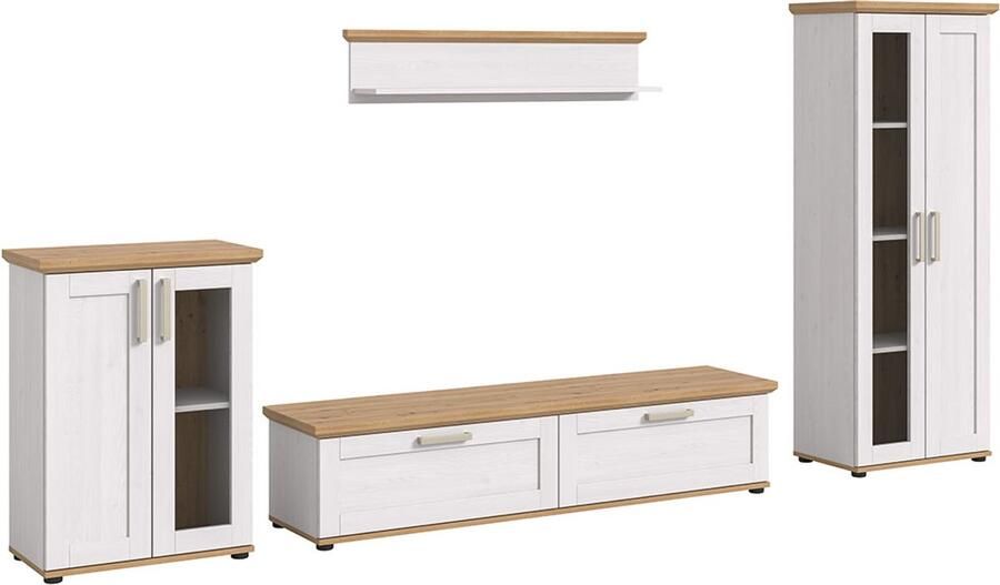 Hioshop Verona wandkast systeem 4 delen wit eik decor - Foto 2