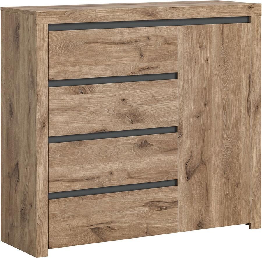 Hioshop Woody dressoir 4 laden 1 deur eiken decor