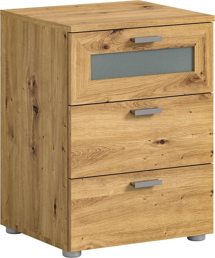 Hioshop Xeno nachtkastje 3 laden eiken decor