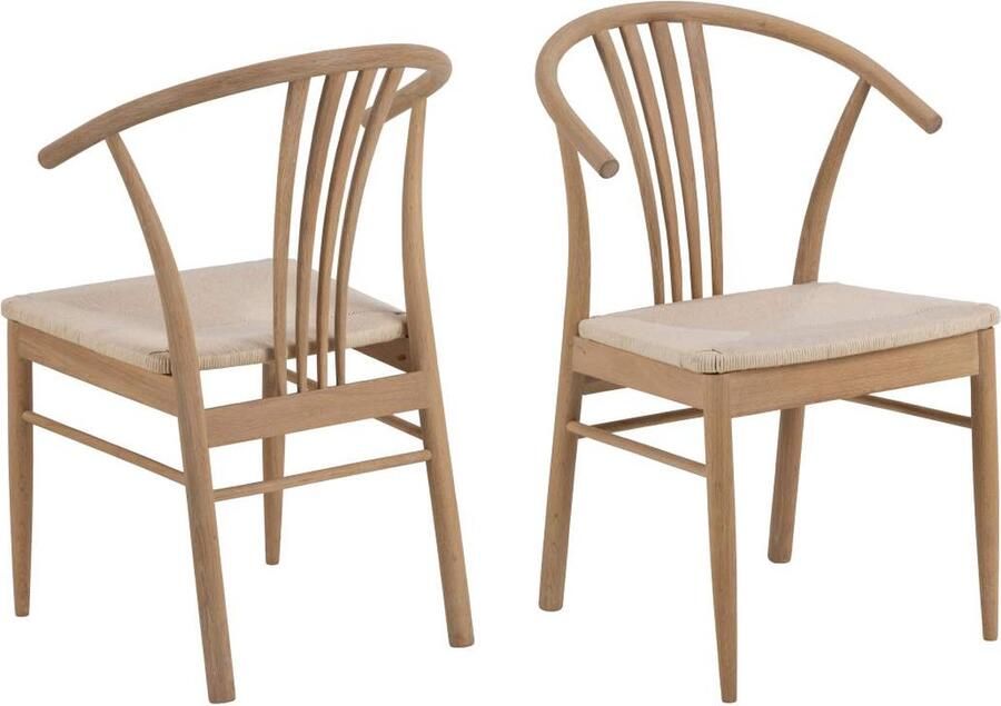 Giga Living Eetkamerstoel Irenka Met Armleuning Paper Plaits Off White Set van 2 - Foto 3