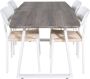Hioshop IncaNAWH eethoek eetkamertafel uitschuifbare tafel lengte cm 160 200 el hout decor grijs en 4 Bullerbyn eetkamerstal lichtgrijs - Thumbnail 1