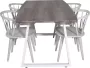 Hioshop IncaNAWH eethoek eetkamertafel uitschuifbare tafel lengte cm 160 200 el hout decor grijs en 4 Bullerbyn eetkamerstal lichtgrijs - Thumbnail 2