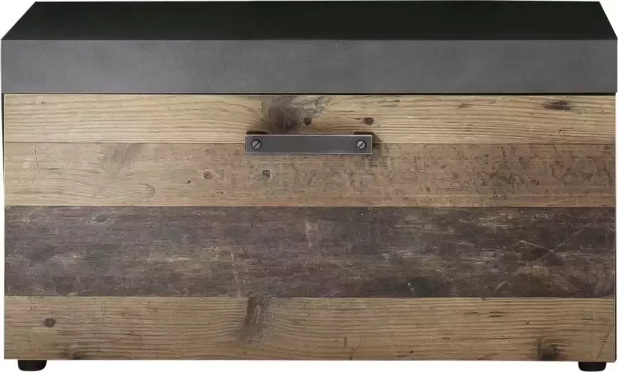 Hioshop Irwin bank 1 klep grijs Matera decor Old Wood decor.