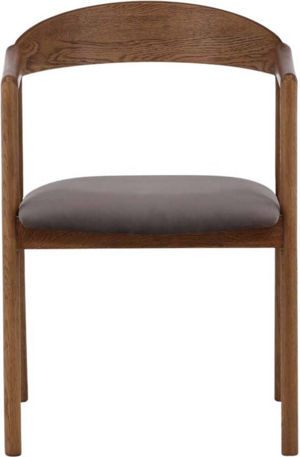 Hioshop 2 x Långön eetkamerstoel met armleuningen bruin.