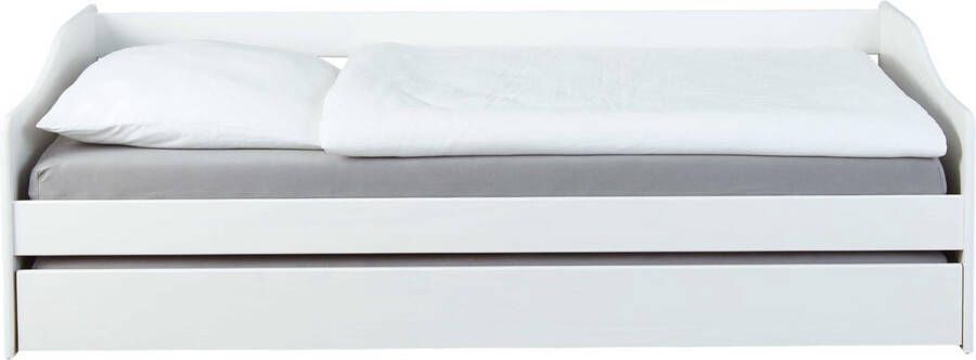 Hioshop Leonie23 bed 90x200cm met 1 uitschuifbaar bed wit