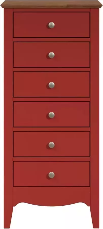 INTER-FURN Kast Lissabon Gedeeltelijk massief grenen 6 laden metalen grepen bxhxd: 50x110x42 cm - Foto 2