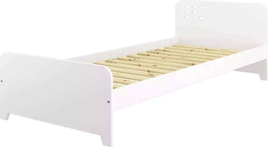 Hioshop Loke bed 90x200 cm incl. lattenbodem wit gelakt.