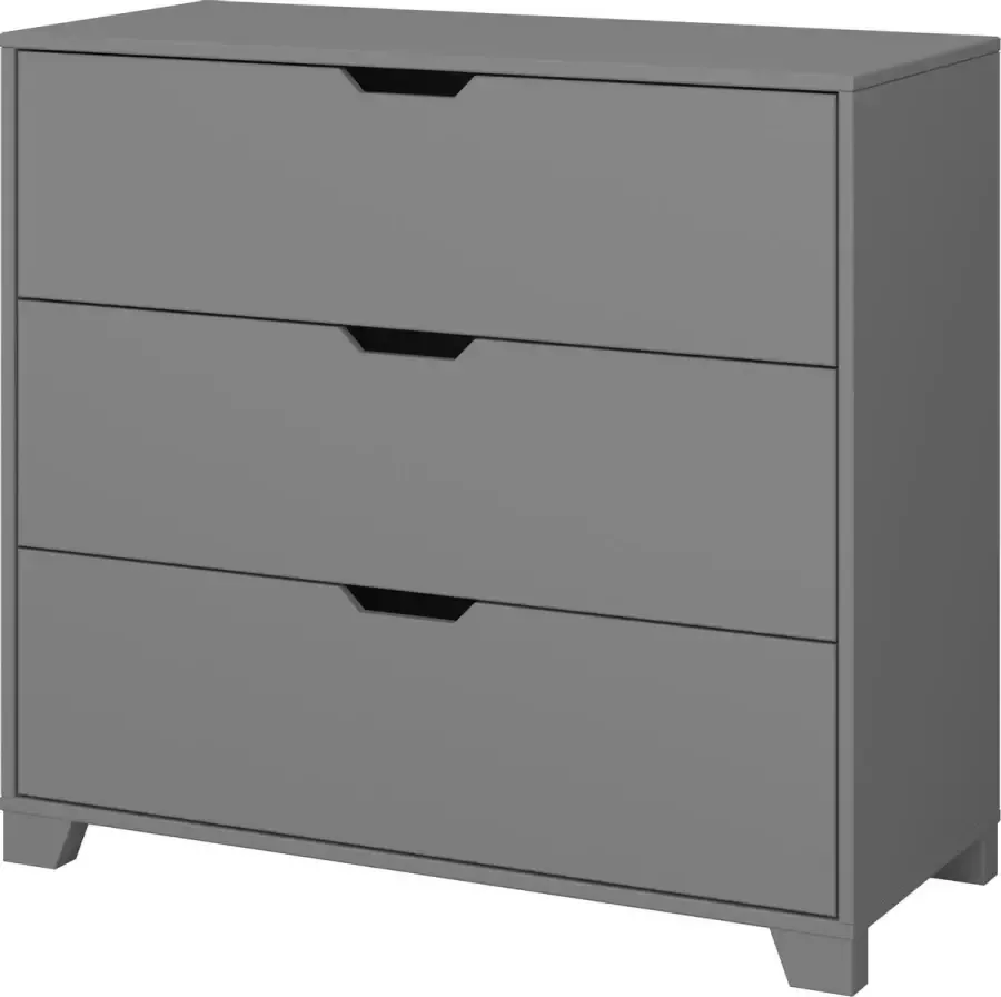 Hioshop Loke kommode met 3 laden grijs gelakt. - Foto 2