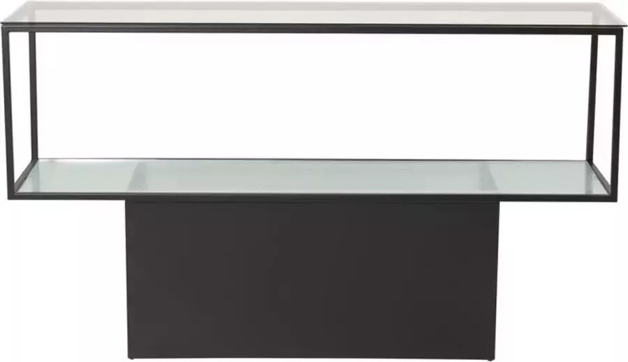 Hioshop Maglehem wandkast met plank 35x130 cm glas zwart. - Foto 1
