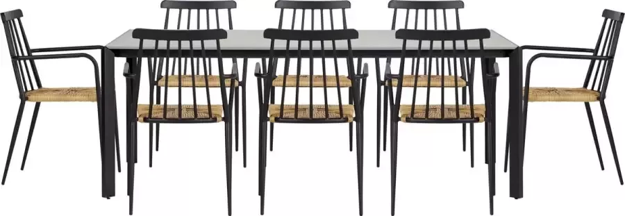 Hioshop Magnus tuinmeubelset tafel met 8 Evira stoelen