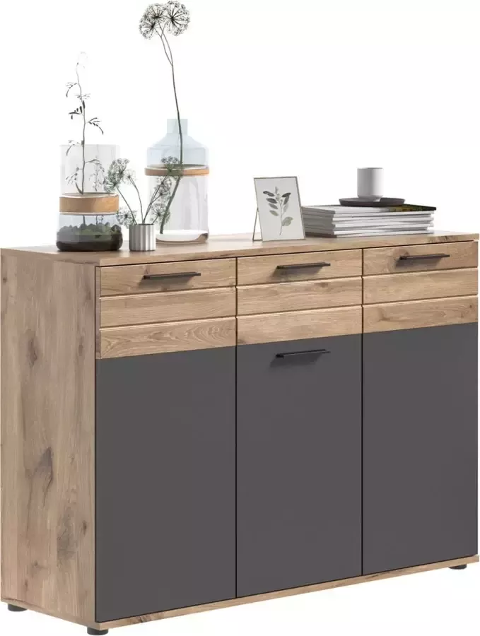 Hioshop Mason dressoir 3 deuren 1 lade eik decor. - Foto 1