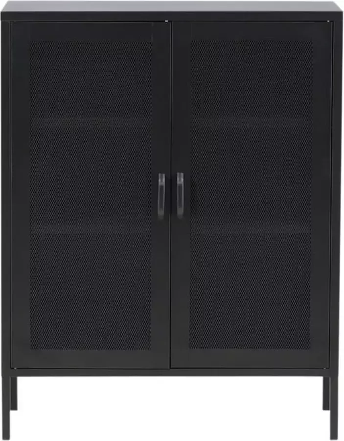 Hioshop Misha dressoir 2 deuren 3 planken zwart.