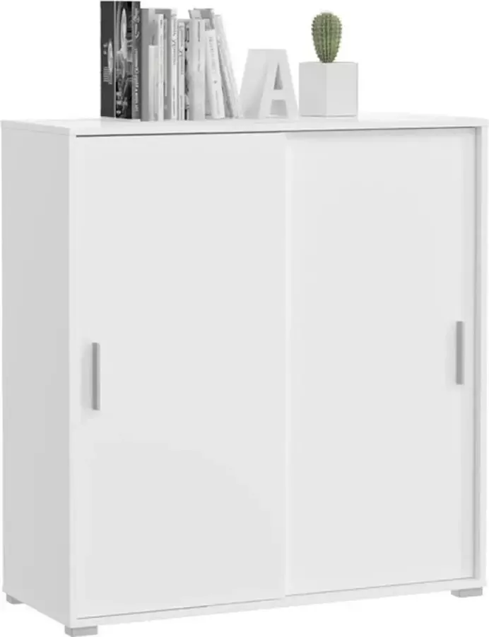 Hioshop Mover kantoor kast met 2 schuifdeuren 100x107x40 cm wit.
