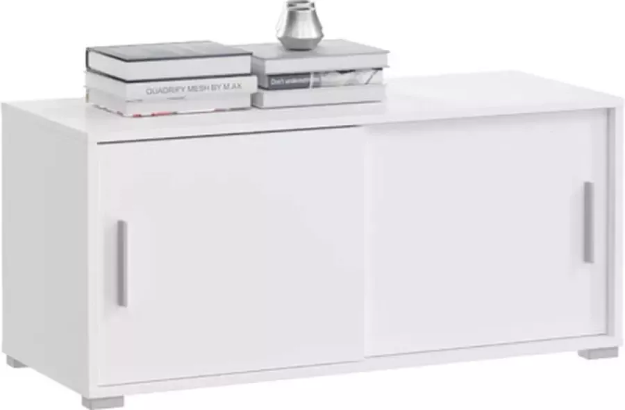 Hioshop Mover kantoor kast met 2 schuifdeuren 100x46x40 cm wit.