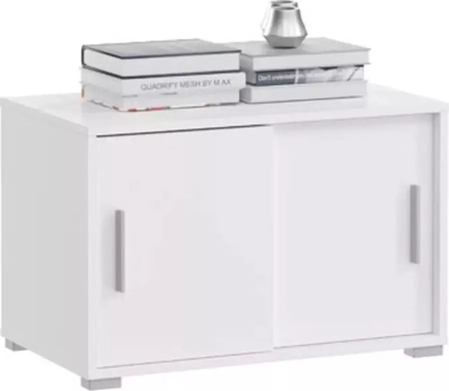 Hioshop Mover kantoor kast met 2 schuifdeuren 68x46x40 cm wit.