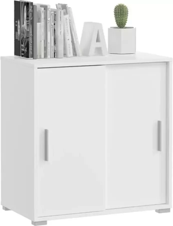 Hioshop Mover kantoor kast met 2 schuifdeuren 68x72x40 cm wit.