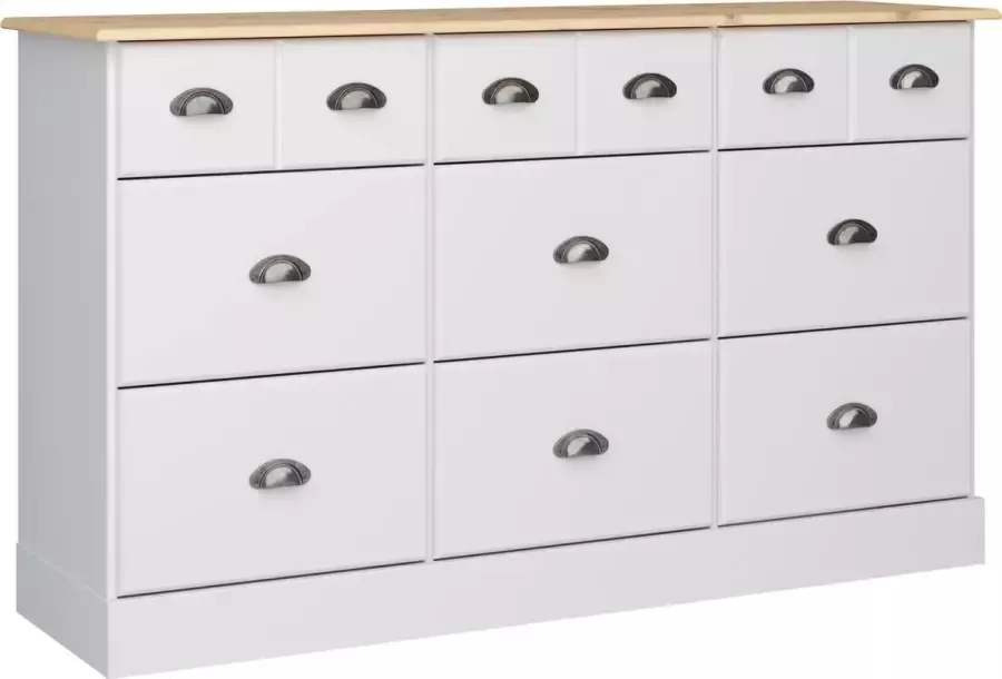 Hioshop Noah kommode in gelakt wit pijnboomhout met 6+3 lades . - Foto 1