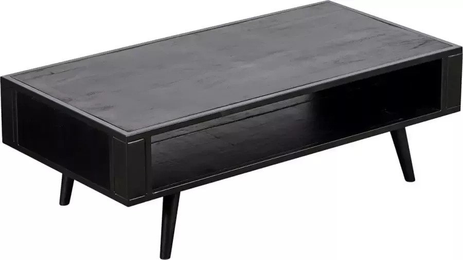Hioshop NordicMindiRattan salontafel met 1 legplank zwart. - Foto 2