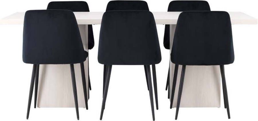 Hioshop Olga eethoek tafel wit en 6 Night stoelen zwart. - Foto 2