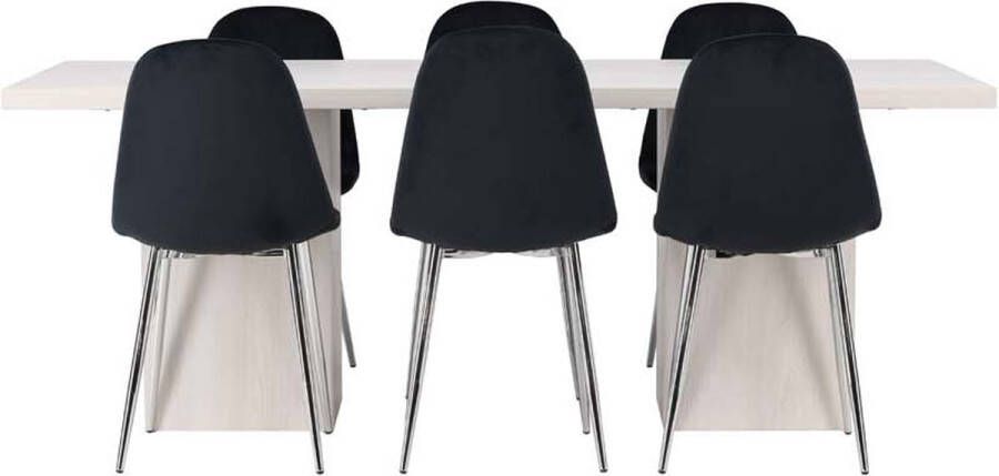 Hioshop Olga eethoek tafel wit en 6 Polar stoelen zwart. - Foto 2