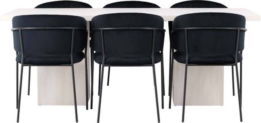 Hioshop Olga eethoek tafel wit en 6 Selma stoelen zwart. - Foto 2