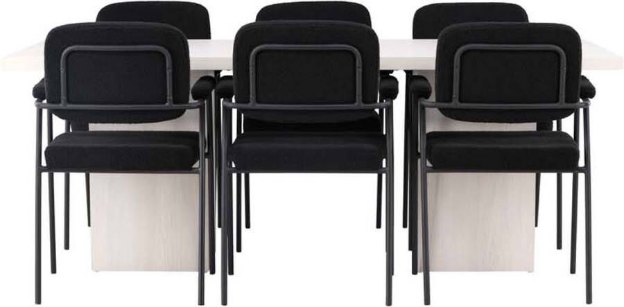 Hioshop Olga eethoek tafel wit en 6 Yesterday stoelen zwart. - Foto 2